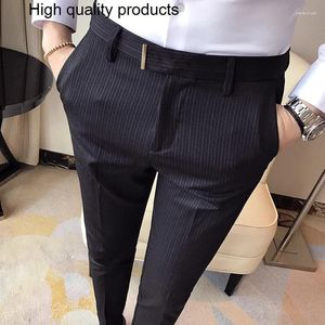 Costumes pour hommes 2024 Haute Qualité Coréen Été Solide Drapé Costume Pantalon Hommes Vêtements Simple Slim Fit Cheville Longueur Pantalon De Bureau Vêtements De Cérémonie 36