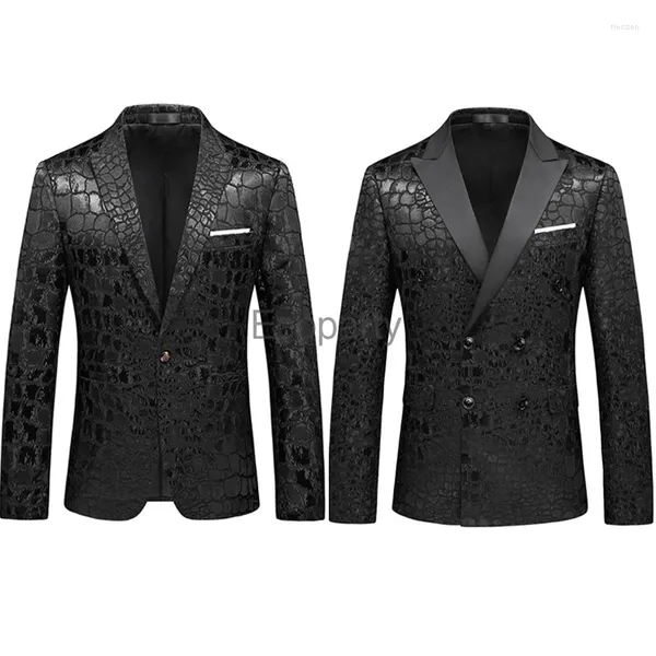 Costumes pour hommes 2024 hommes automne hiver couleur Pure Blazers Costume décontracté Style coréen mince tendance veste noir Costume de fête manteau