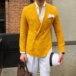 Costumes masculins 2024 hommes Blazer mode décontracté orange narclé revers en coton costume commercial mariage quotidien