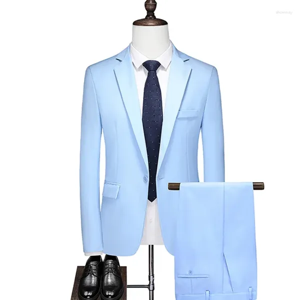 Trajes para hombres 2024 Ropa formal para hombres Color sólido Traje casual de negocios delgado Dos piezas Abrigo Pantalones Vestido de novio Blazers Chaqueta Pantalones