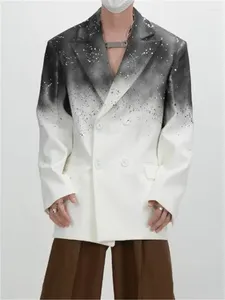 Trajes para hombres 2024 Diseño de gradiente minoritario traje de hombro Silhouette chaqueta suelta chaleco splash-tink top