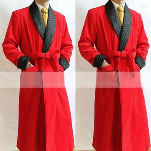 Costumes pour hommes 2024 printemps et automne rouge longue Section ceinture mâle costume col Trench manteau Blazer pour fête formelle bal de mariage smoking
