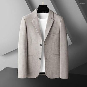 Suits para hombres 2024 Spring Autumn Blazer Slim Fit Business Traje informal Chaqueta Classal de color sólido Caz de moda Caki Gray