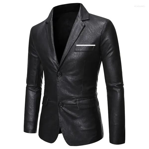 Costumes masculins 2024 printemps automne mode décontracté robe en cuir en cuir manteau / entreprise masculine Pu Blazers veste s-6xl