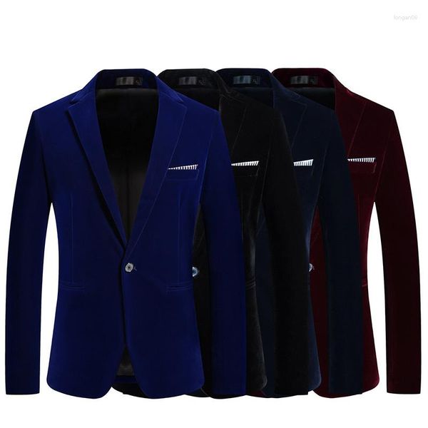 Trajes para hombres 2024 Primavera Otoño Traje Abrigo Terciopelo dorado Ocio coreano Delgado Guapo Solo Pequeño M-5XL