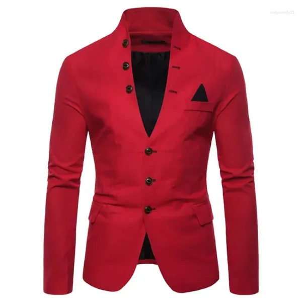 Suisses masculines 2024 Spring Multi Button Decoration Casual Standing Collar Suit European Size Wholesale
