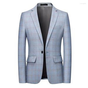 Herenpakken 2024 Spring Simple Plaid Business Suit/Manne Slim Fit Bruidegom om te trouwen Jurk Blazers/Man Casual Jacket