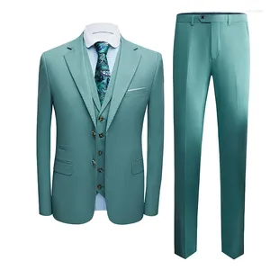 Costumes pour hommes 2024 printemps costume ensemble coréen vert clair décontracté trois pièces