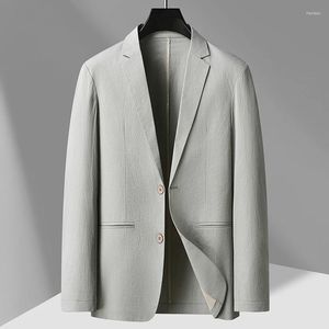 Costumes pour hommes 2024 printemps été blazers élégants pour hommes gris foncé bleu clair beige mince tissu respirant vestes de costume mâle OOTD tenues look