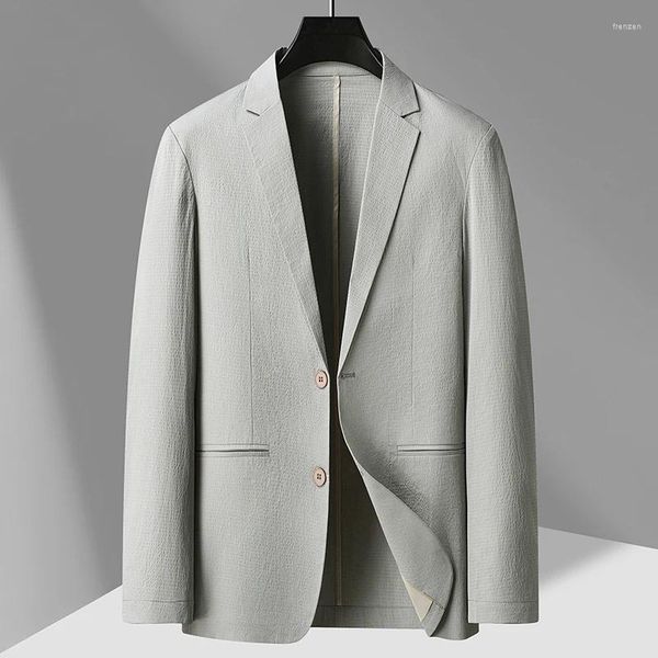 Trajes para hombres 2024 Primavera Verano Blazers con estilo para hombres Gris oscuro Azul claro Beige Tela fina y transpirable Chaquetas de traje Masculino OOTD Trajes Look