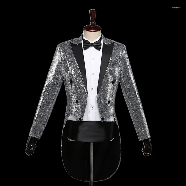 Trajes de hombre 2024 Traje Tailcoat Banquete Night Club Performance Lentejuelas Moda Versátil Personalidad Tendencia