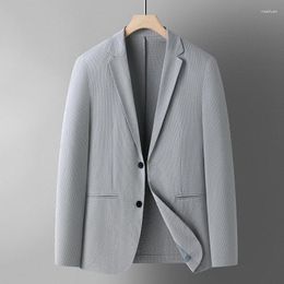 Costumes masculins 2024 Summer Seersucker Technology Light Fashion Handsome with Cool Breathable Business Casual Single Suit Jacket M-4xl