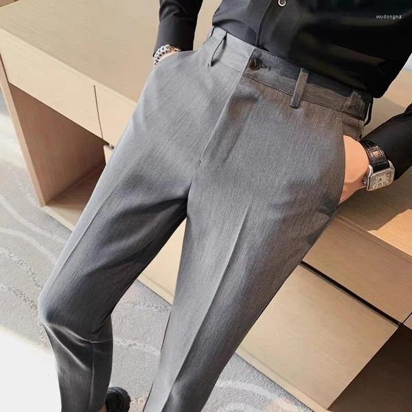 Trajes para hombres 2024 Pantalones de verano Fashion Versátil Versátil Fit Casual Compañero Pantalones de la cintura elástica Pantalones Sociales Hombre
