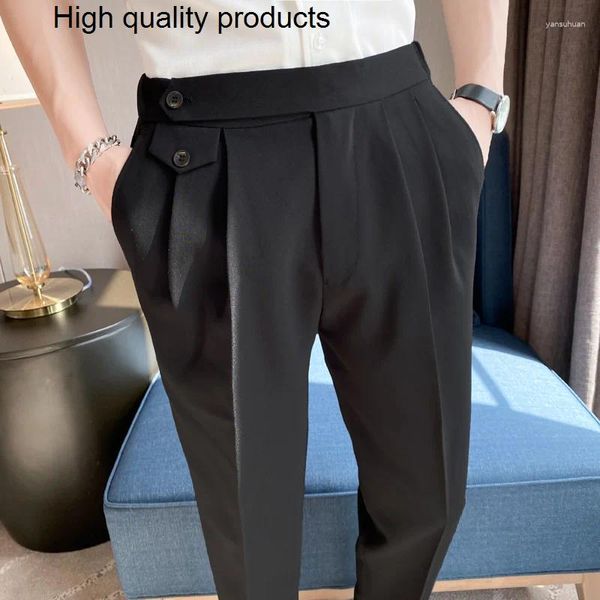 Trajes para hombres 2024 de calidad superior Nápoles Drape Traje Pantalones Hombres Vestido Simple Cintura Alta Negocios Ropa formal Pantalones de oficina rectos Casual 29-36