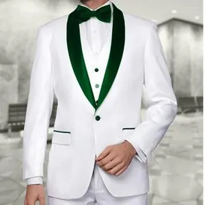 Costumes masculins 2024 Mariage formel blanc Elegant Men Men Groom Tuxedo Prom Slim Fit Blazers Hombre Costume de set de 3 pièces personnalisée de haute qualité