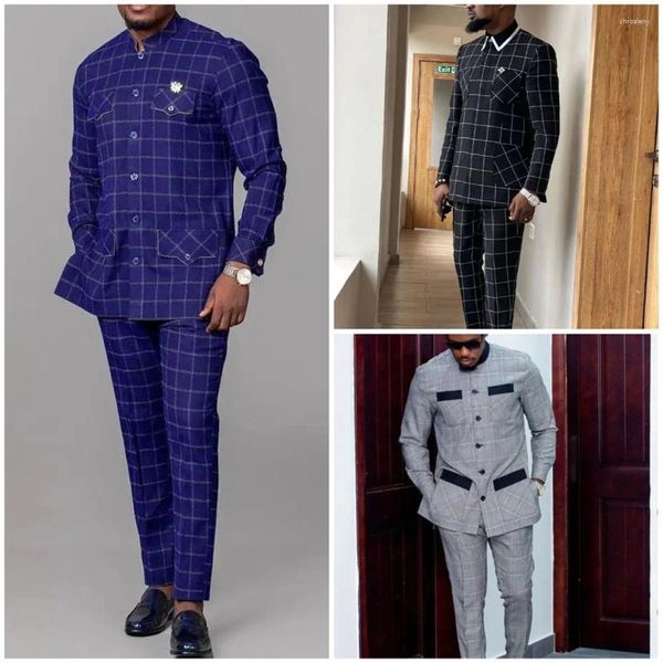 Trajes para hombres 2 piezas Conjuntos de pantalones masculinos para vestir elegante de alta calidad Social Abrigo de diseñador de lujo completo para hombres Ropa casual de marca Blazer