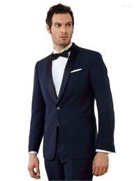 Herenpakken 2pc marineblauw jasje broek klassieke mannen jas slanke fit man's blazer broek op maat gemaakte dinerfeest slijtage bruiloft set