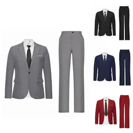 Männer Anzüge 2 Teile/satz Attraktive Männliche Business Anzug Atmungsaktive Männer Einfarbig Casual Blazer Hosen Zwei-stück Set Warm