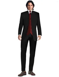 Costumes pour hommes 3 pièces Black Suit Stand Collar Smoking Pantal