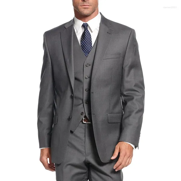 Costumes pour hommes Tuxedo Grey Grey Hommes formels avec pantalon de veste de mode de mode masculin en martelle Notched