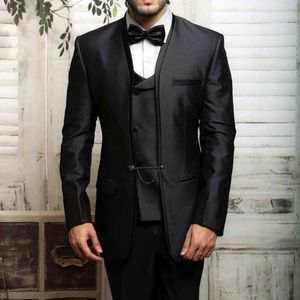 Costumes pour hommes 3 pièces smoking de mariage italien avec gilet à Double boutonnage noir formel hommes élégant mâle mode Blazer pantalon 2023