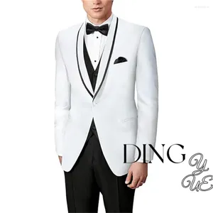 Costumes masculins 3 pièces smoking costume slim fit châle repeuple un bouton dinom blazer set de mariage