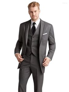 Costumes pour hommes 3 pièces veste pantalon gilet dernière conception de manteau gris hommes mariage Blazer pantalon garçons d'honneur tenue de fête formelle mâle