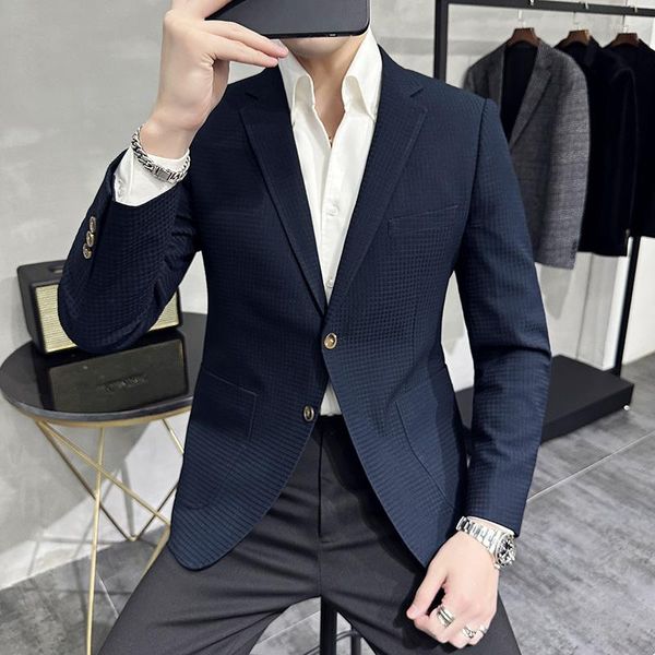 Costumes pour hommes 4XL-M haute qualité coréen Slim Fit Blazer vestes hommes vêtements simples deux boutons affaires smoking vêtements de cérémonie costumes décontractés manteaux