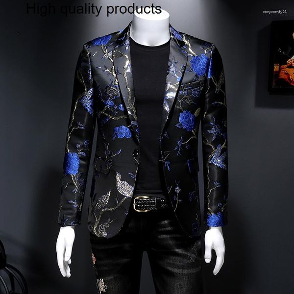 Costumes pour hommes 5XL 6XL hommes marié costume de mariage treillis impression Blazer Masculino mince printemps scène décontracté argent Bleazer