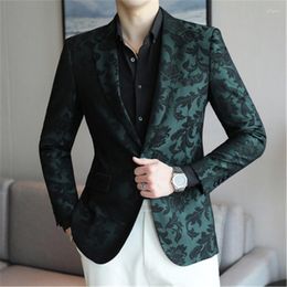 Herenpakken 5xl Men Blazer Single Breasted Floral Long Sleeve Stage Host Prom Dresses Costume Slim Fit Jacket Mannelijke kleding