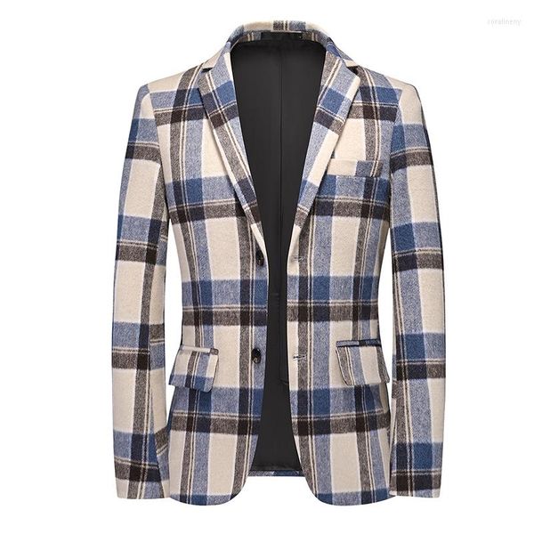 Costumes pour hommes 6XL 2023 printemps hommes costume manteau mode loisirs Slim Fit jeunesse fête vérifié petite veste Social mariage hommes Blazer