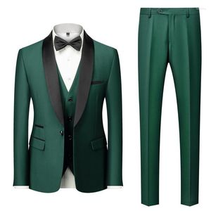 Herenkostuum 6XL-S (Jas Vest Broek) Luxe Mode Sjaal Reverskraag Pak 3 Stuks Mannen Slim Fit Party Tuxedo Formele Zakelijke Bruiloft