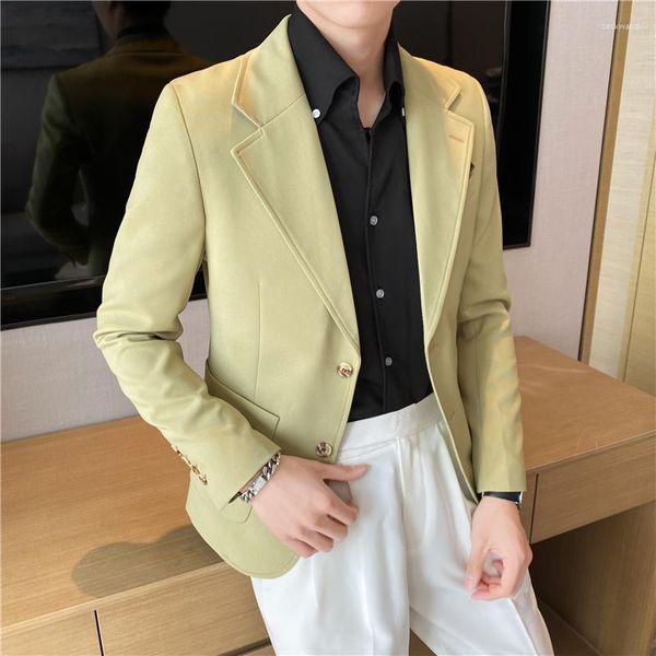 Trajes para hombres 7 colores Blazer británico de primavera/verano Senior Sense Coreano Slim-fit Business Social Office Traje Chaqueta Hombres Casual Banquete Esmoquin