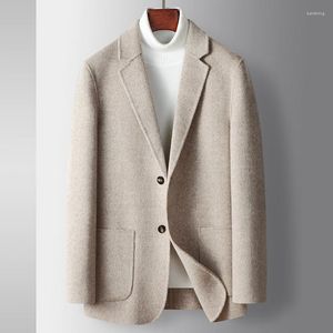 Costumes pour hommes 80% laine costume décontracté blazers double face laine cachemire chaud épais veste vêtements d'extérieur style coréen blazer automne hiver