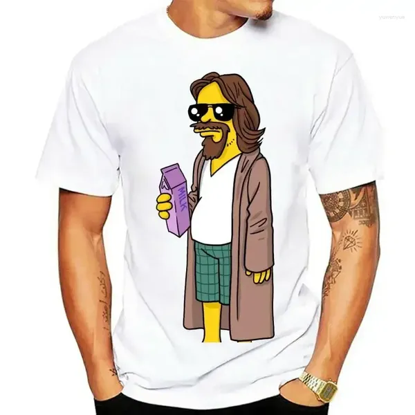 Trajes para hombres A1046 Big Lebowski Cartoon Mens White Camiseta hecha a medida Algodón de verano