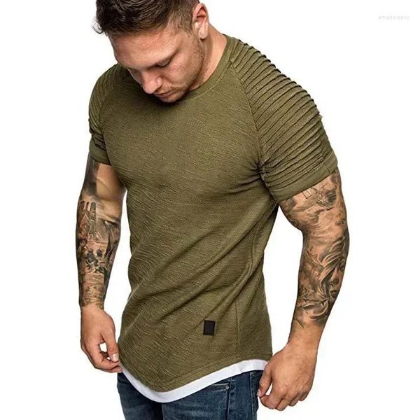 Costumes pour hommes A118 été Streetwear T-Shirts vêtements pour hommes M-3XL décontracté à manches courtes t-shirt hommes coupe ajustée solide dessus de chemise t-shirt