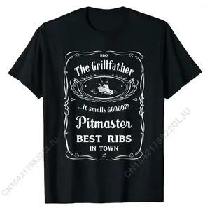 Herenkostuums A1526 The Grillfather T-shirt - Pitmaster Tee BBQ-shirt met varken T-shirts voor mannen Aangepaste tops Tees grafisch gedrukt op katoen