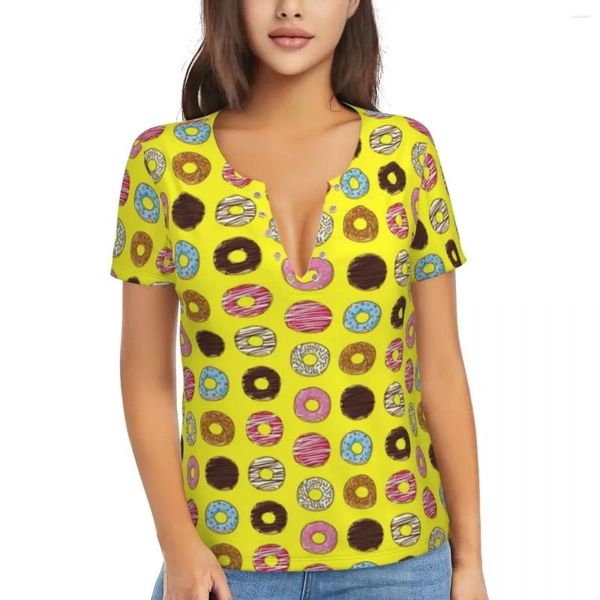 Costumes pour hommes A1829 T-shirt Summer Dreamy Donut Tee-shirt Coloré Food Print Y2K Cool T-shirts Sexy Casual Custom DIY Vêtements surdimensionnés