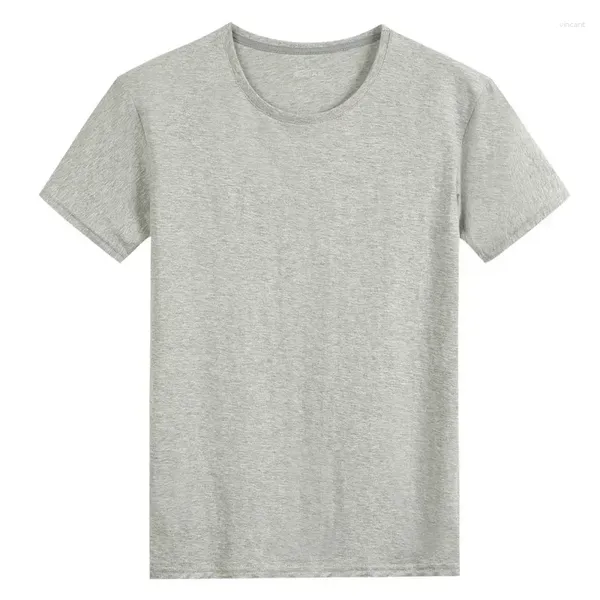 Costumes pour hommes A2284 T-Shirt d'été en coton, couleur unie, tissu doux au toucher, Tops basiques, t-shirts décontractés, vêtements à la mode