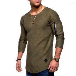 Costumes pour hommes A2450 T-shirt Printemps et haut d'été Coton à manches longues Bodybuilding Pliant Hommes