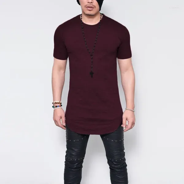 Trajes para hombre A2598 MRMT 2023, camiseta de marca con cuello redondo, camiseta de color sólido para hombre, Tops de sección media y larga con cuello redondo