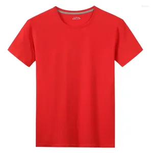 Trajes para hombres A2696 Camiseta de algodón de verano Color sólido Tela suave al tacto Tops básicos Camisetas Casual Hombres Ropa Moda