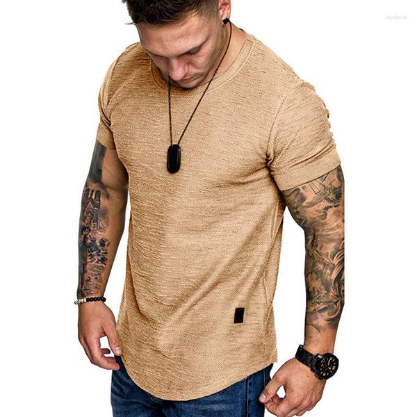 Trajes para hombres A2813 Camiseta Slim Fit O-cuello Manga corta Casual Hip Hop Algodón Top Verano Moda Básica