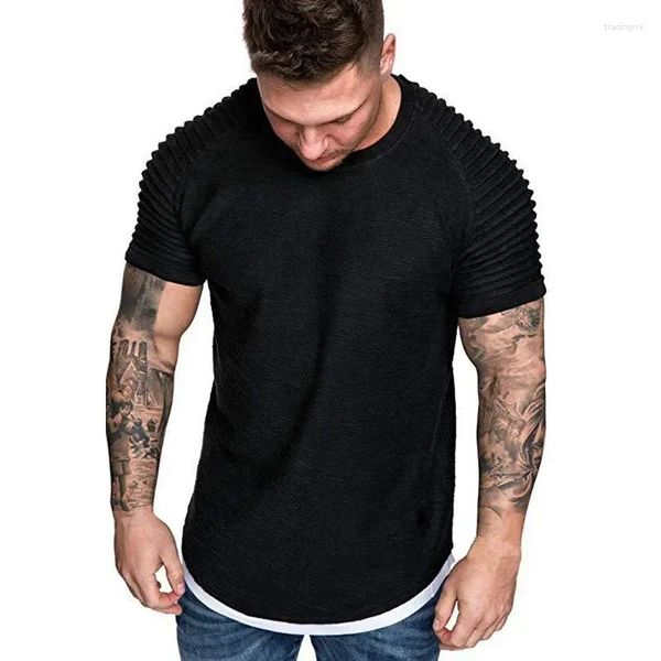 Costumes pour hommes A2839 été Streetwear T-Shirts vêtements pour hommes M-3XL décontracté à manches courtes t-shirt hommes coupe ajustée dessus de chemise solide t-shirt