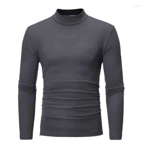 Costumes pour hommes A3098 Jodimitty hiver chaud demi-col haut mode sous-vêtements thermiques hommes col montant basique T-shirt chemisier pull à manches longues