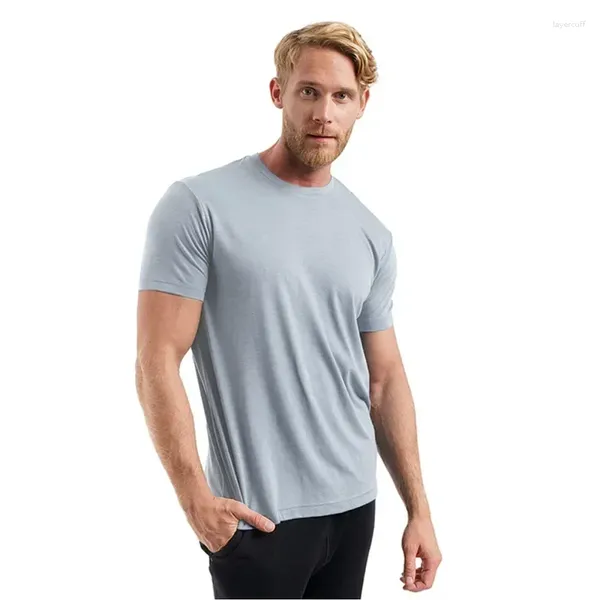 Trajes para hombre A3126 Camiseta de lana merino superfina Capa base Transpirable Secado rápido Antiolor Sin picazón Talla de EE. UU.