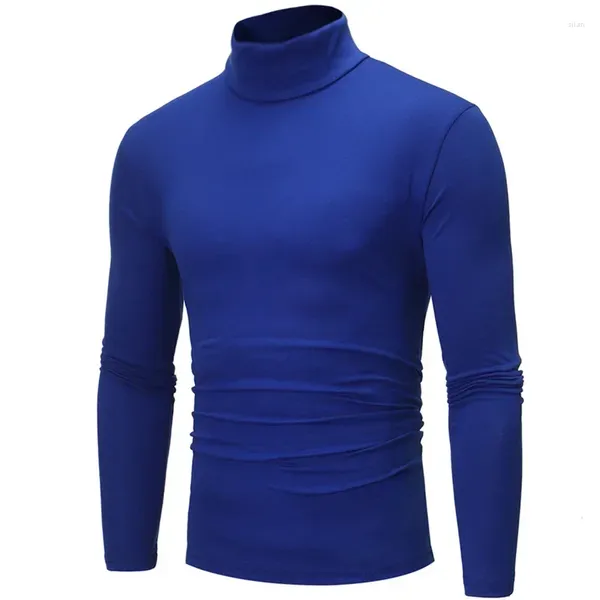 Trajes para hombre A3396, camiseta térmica larga de manga larga con cuello alto, Tops de Color liso, camiseta elástica básica ajustada para hombre A3396