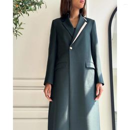 Costumes pour hommes Abayas Musulman Dubai Femme Vert Notch Revers Un Bouton Long Blazer Formel Smart Casual Tenues Haute Qualité Business Lady Terno