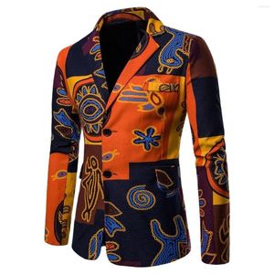 Herenpakken Afrikaanse stijl Man's Blazer katoen en linnenjas met stikselprintontwerp mannelijk modieus jasje