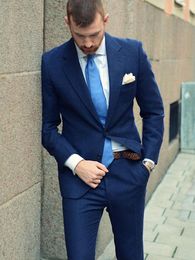 Trajes de hombre ANNIEBRITNEY 2 piezas azul marino Slim Fit hombres traje Formal personalizado flaco novio boda esmoquin graduación con pantalones